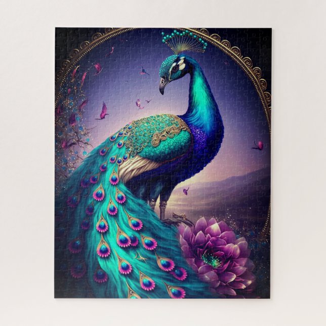 Beautiful Colourful Peacock Peafowl Bird Wildlife Jigsaw Puzzle (Vertical)