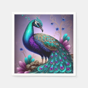 Beautiful Colourful Peacock Peafowl Bird Wildlife Napkin