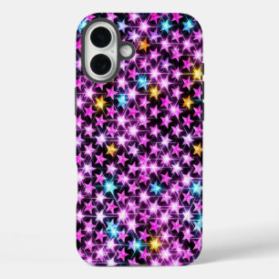 beautiful colourful purple shiny stars iPhone 16 plus case