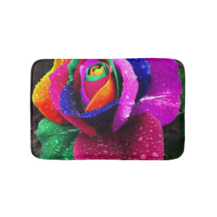Beautiful Colourful Rainbow Rose Bath Mat