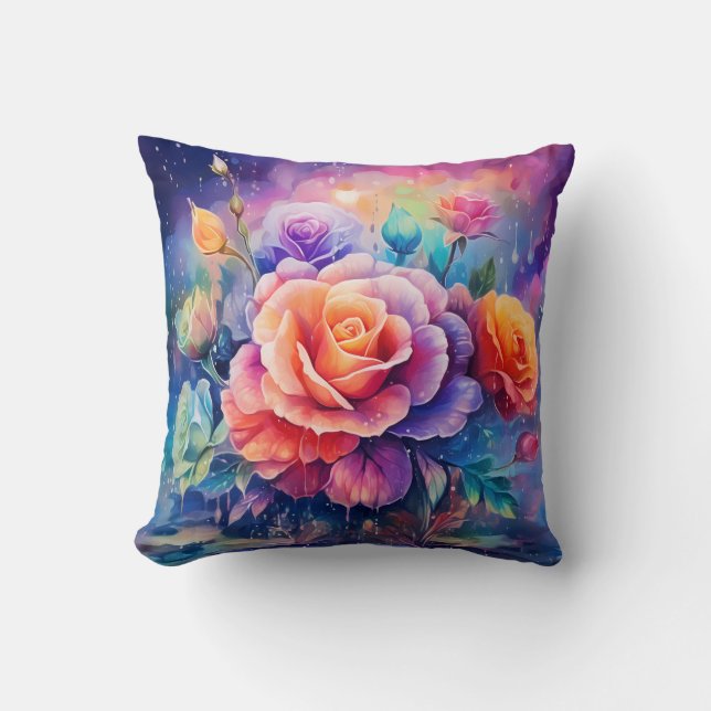 Beautiful Colourful Roses Throw Pillow (Front)