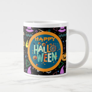 Beautiful Colourful Scary Halloween Patterns Large Coffee Mug