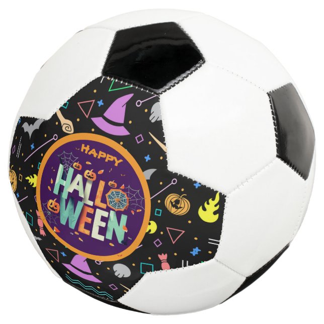 Beautiful Colourful Scary Halloween Patterns Soccer Ball (Three Quarter)