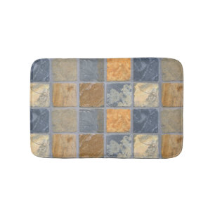 Beautiful, Colourful, Square Stone Tiles in Rows Bath Mat