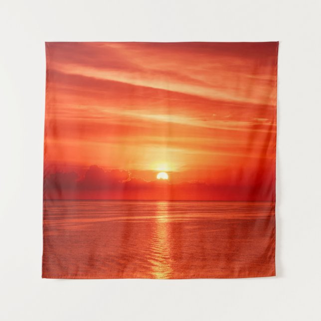 Beautiful colourful sunrise at the sea with dramat tapestry (Front)