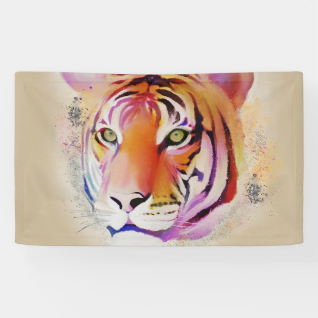 Beautiful Colourful Tiger Watercolor painting Banner (Horizontal)