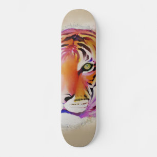 Beautiful Colourful Tiger Watercolor painting Skateboard