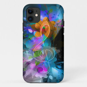 Beautiful Colourful Treble Clef Flower Leaves Pain iPhone 11 Case