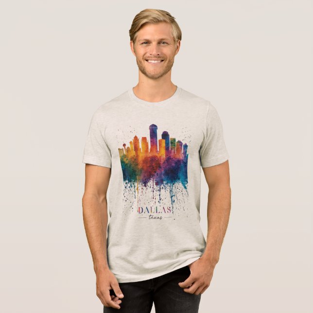 Beautiful Colourful Tribute to Dallas Texas Tri-Blend Shirt (Front Full)