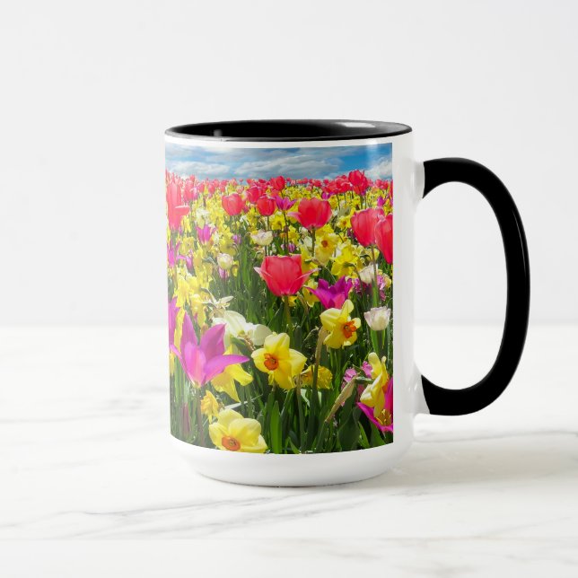 Beautiful Colourful Tulip Field Mug (Right)