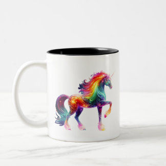 Beautiful Colourful Unicorn  Two-Tone Coffee Mug