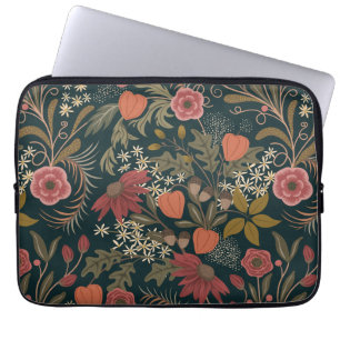 Beautiful colourful vintage floral pattern laptop sleeve