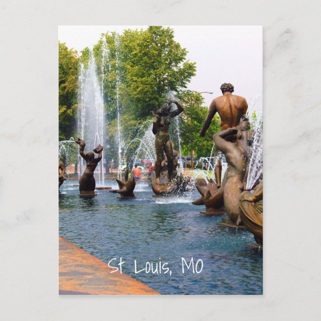 Beautiful Colourful Water Sculpture Fountains Phot Postcard (Front)