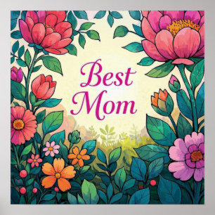 Beautiful Colourful Watercolor Floral Flowers  Poster