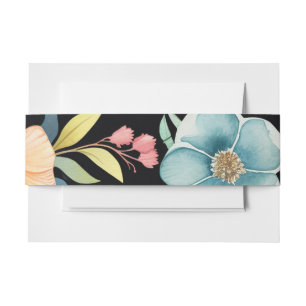 Beautiful Colourful Watercolor Floral Wedding Invitation Belly Band