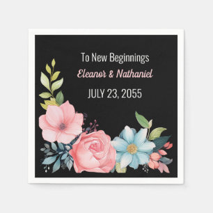 Beautiful Colourful Watercolor Floral Wedding Napkin