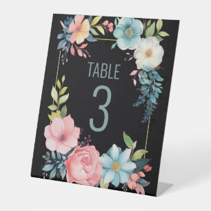 Beautiful Colourful Watercolor Floral Wedding Pedestal Sign