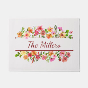 Beautiful colourful watercolor flowers  doormat