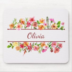 Beautiful colourful watercolor flowers  mouse pad