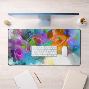Beautiful Colourful Watercolor Splatter Music note Desk Mat