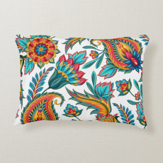 Beautiful Colourful Watercolors Paisley Pattern Decorative Pillow