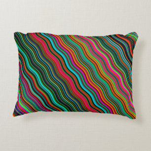 Beautiful Colourful Wavy Stripe Pattern Accent Pillow
