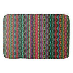Beautiful Colourful Wavy Stripe Pattern Bath Mat