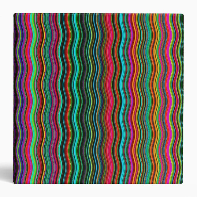 Beautiful Colourful Wavy Stripe Pattern Binder (Front)
