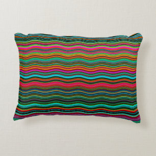 Beautiful Colourful Wavy Stripe Pattern Decorative Pillow