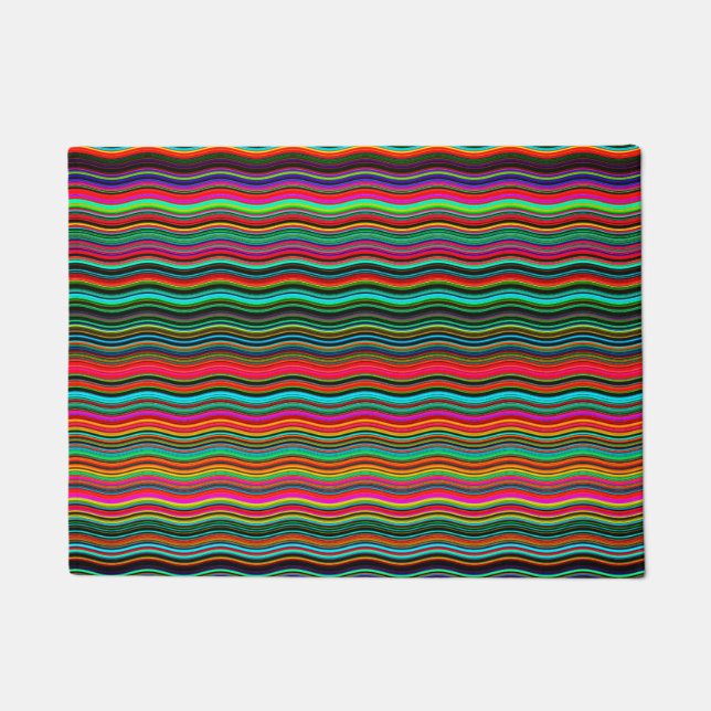 Beautiful Colourful Wavy Stripe Pattern Doormat (Front)