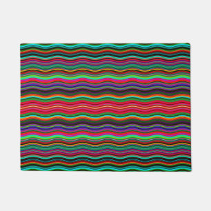 Beautiful Colourful Wavy Stripe Pattern Doormat