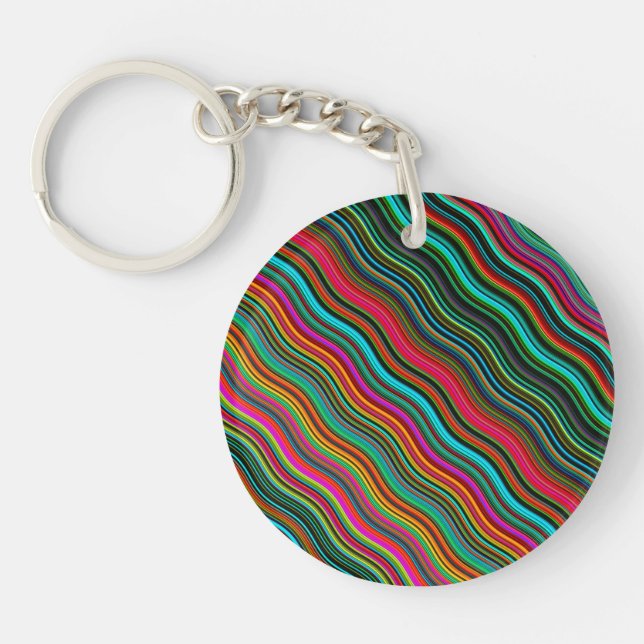 Beautiful Colourful Wavy Stripe Pattern Keychain (Front)