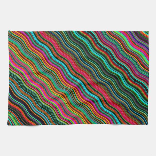 Beautiful Colourful Wavy Stripe Pattern Kitchen Towel (Horizontal)