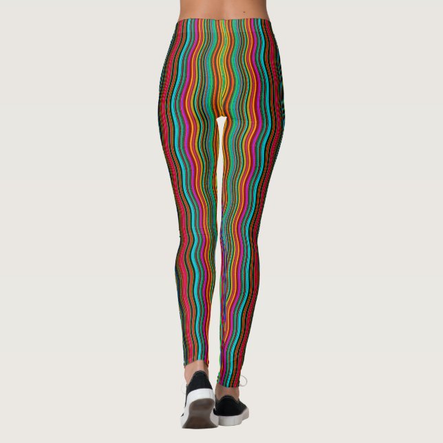 Beautiful Colourful Wavy Stripe Pattern Leggings (Back)