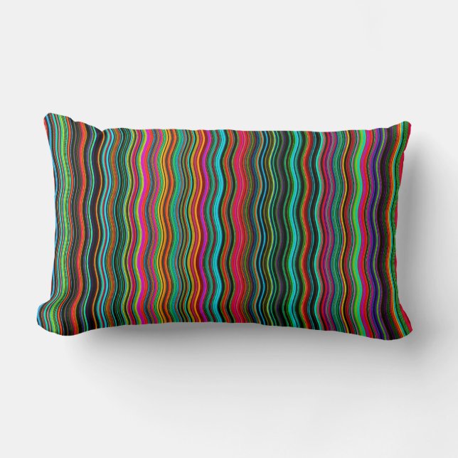 Beautiful Colourful Wavy Stripe Pattern Lumbar Pillow (Front)