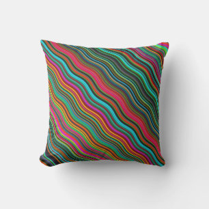 Beautiful Colourful Wavy Stripe Pattern Outdoor Pillow