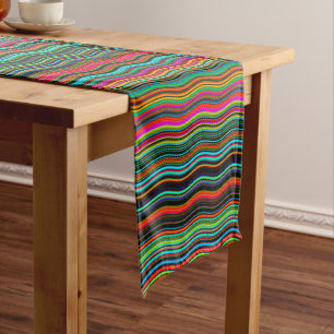 Beautiful Colourful Wavy Stripe Pattern Short Table Runner