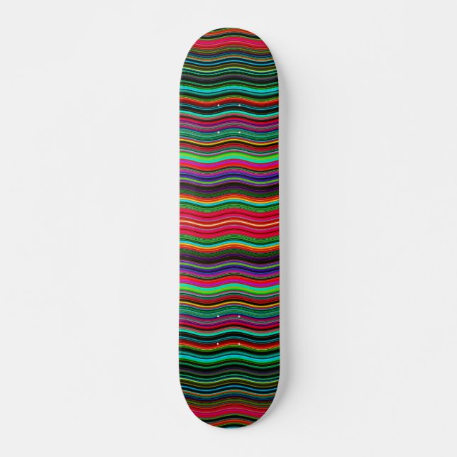 Beautiful Colourful Wavy Stripe Pattern Skateboard (Front)