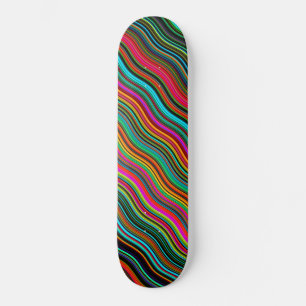 Beautiful Colourful Wavy Stripe Pattern Skateboard