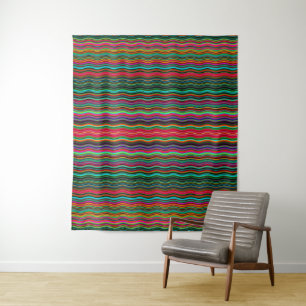 Beautiful Colourful Wavy Stripe Pattern Tapestry