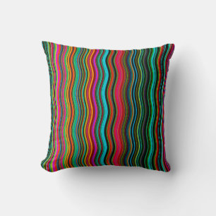 Beautiful Colourful Wavy Stripe Pattern Throw Pillow