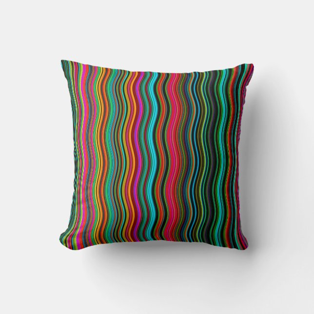 Beautiful Colourful Wavy Stripe Pattern Throw Pillow (Front)