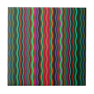 Beautiful Colourful Wavy Stripe Pattern Tile