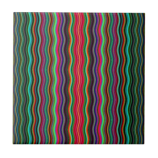 Beautiful Colourful Wavy Stripe Pattern Tile (Front)