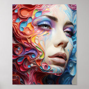 Beautiful Colourful Woman's Face Female Portrait Poster