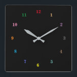 Beautiful Colours - Customizable - Add Your Colour Square Wall Clock<br><div class="desc">Customizable Beautiful Colours Clock - Choose / add your favourite background and number colours !  
Choose / add your text / fonts / name / date / picture / image ...  or else :)</div>