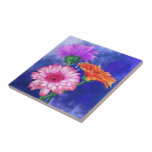 Beautiful Colours Gerberas Ceramic Tile<br><div class="desc">Three Colour Gerberas MIGNED Painting Design</div>