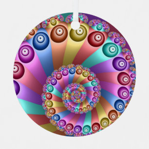 Beautiful Colours Modern Abstract Fractal Art Metal Ornament