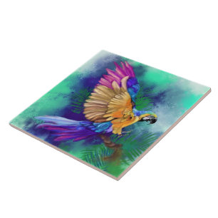 Beautiful Colours Parrot Ceramic Tile