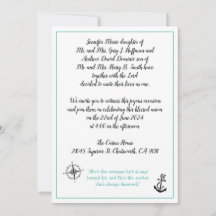 Beautiful Compass And Anchor Wedding Invitation
